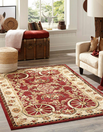 Rugs.com - Pioneer Rug – 5 Ft Square Ivory Easy-Clean Rug – Rustic Decor for Living Rooms, Bedrooms, and Entryways