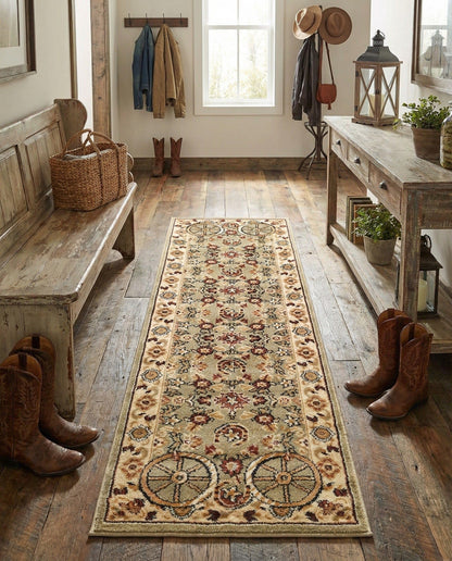 Rugs.com - Pioneer Rug – 5 Ft Square Ivory Easy-Clean Rug – Rustic Decor for Living Rooms, Bedrooms, and Entryways