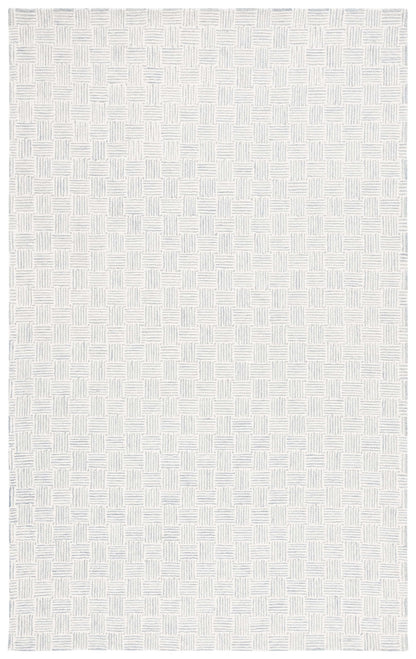 SAFAVIEH Micro-Loop Collection Area Rug - 5' Square, Light Grey & Ivory, Handmade Wool, Ideal for High Traffic Areas in Living Room, Bedroom (MLP537F)