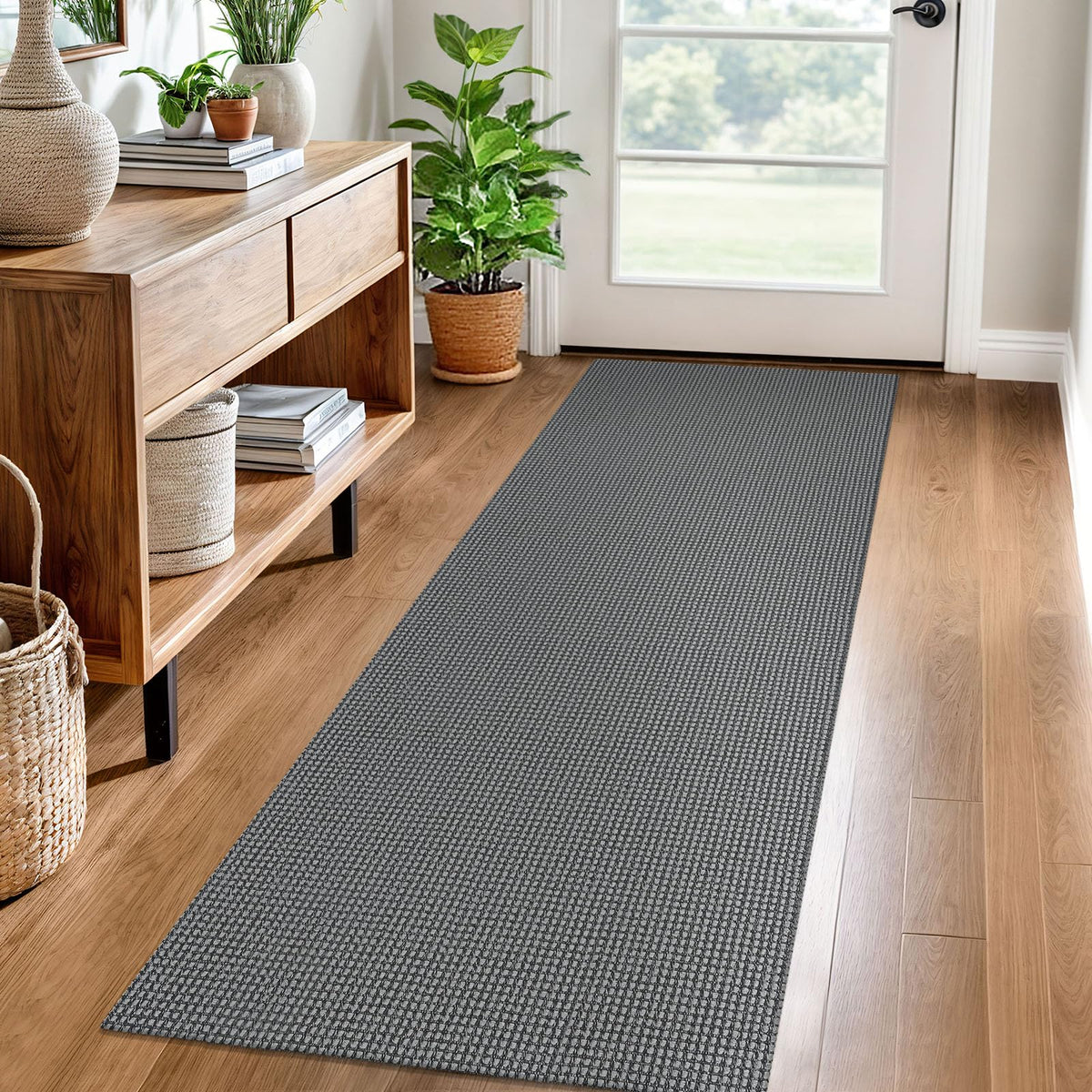 EARTHALL Woven Area Rug 3x5 Ft Washable Rugs for Entryway Braided Non Slip Rubber Backed Throw Rugs Door Mat Indoor Outdoor Entrance Cotton Carpet for Kitchen Foyer Front Door, Orange/Tan/Brown