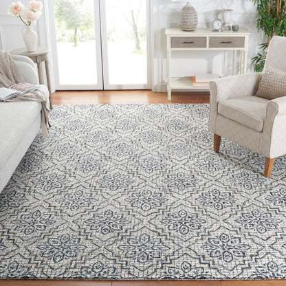 SAFAVIEH Abstract Collection Area Rug - 6' x 9', Blue & Grey, Handmade Wool, Ideal for High Traffic Areas in Living Room, Bedroom (ABT201A)