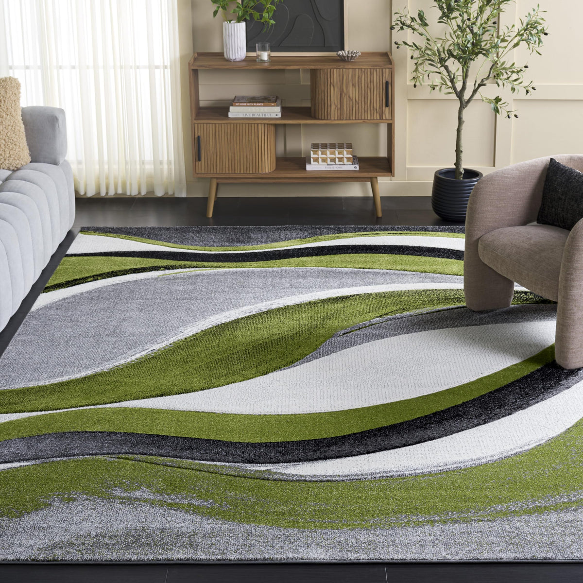 SAFAVIEH Hollywood Area Rug 10'6"x14', Modern Grey & Blue HLW766F