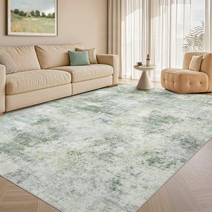 Tortania Washable 8x10 Area Rug for Living Room: Modern Abstract Neutral Large Soft Thin Rugs - Non Slip Indoor Carpet for Bedroom Dining Room Office Nursery Home Floor Decoration - Smoky Gray