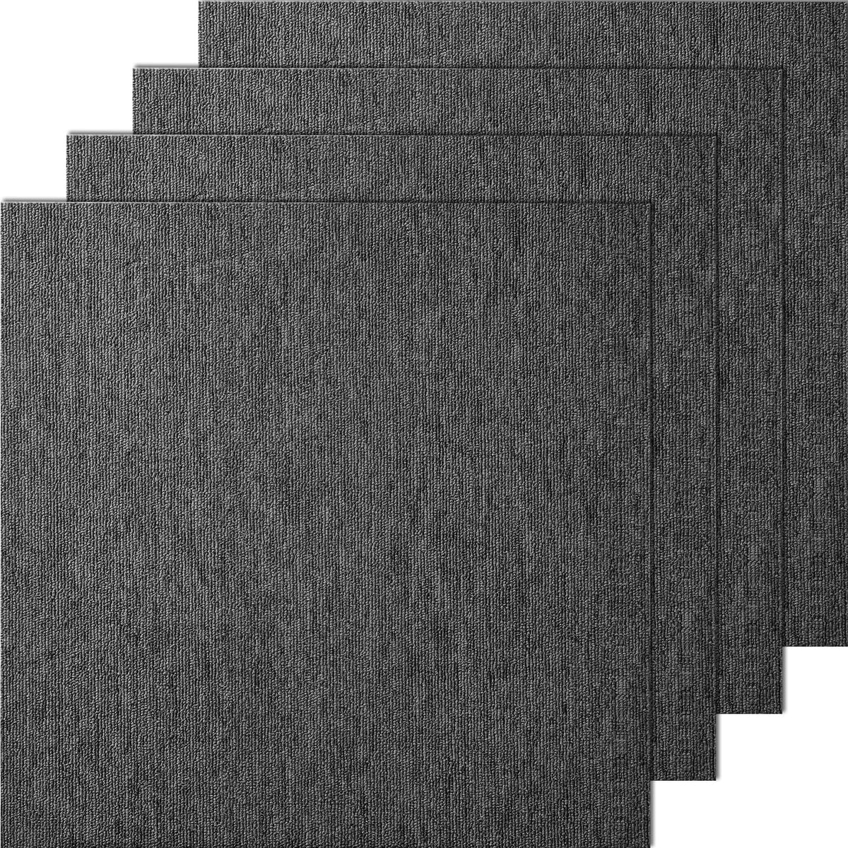 VEVOR Carpet Tiles 18x18 inch, 10 Pack Carpet Square Rug Detachable & Damage-Free, Self Adhesive Home Floor Soft Plush Padded for 22.5sq.ft Coverage, Easy DIY for Living Room & Bedroom, Gray