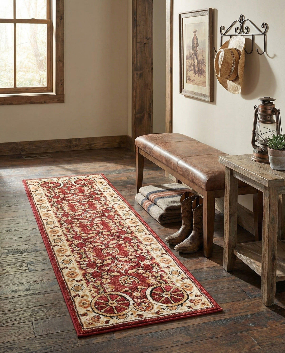 Rugs.com - Pioneer Rug – 5 Ft Square Ivory Easy-Clean Rug – Rustic Decor for Living Rooms, Bedrooms, and Entryways