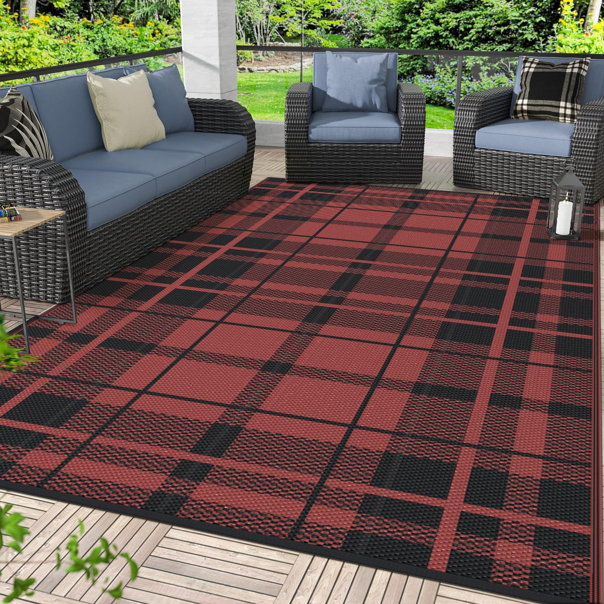 GENIMO Outdoor Rug, Waterproof Plastic Rugs for Patio, 5'x8' Cloud Grey