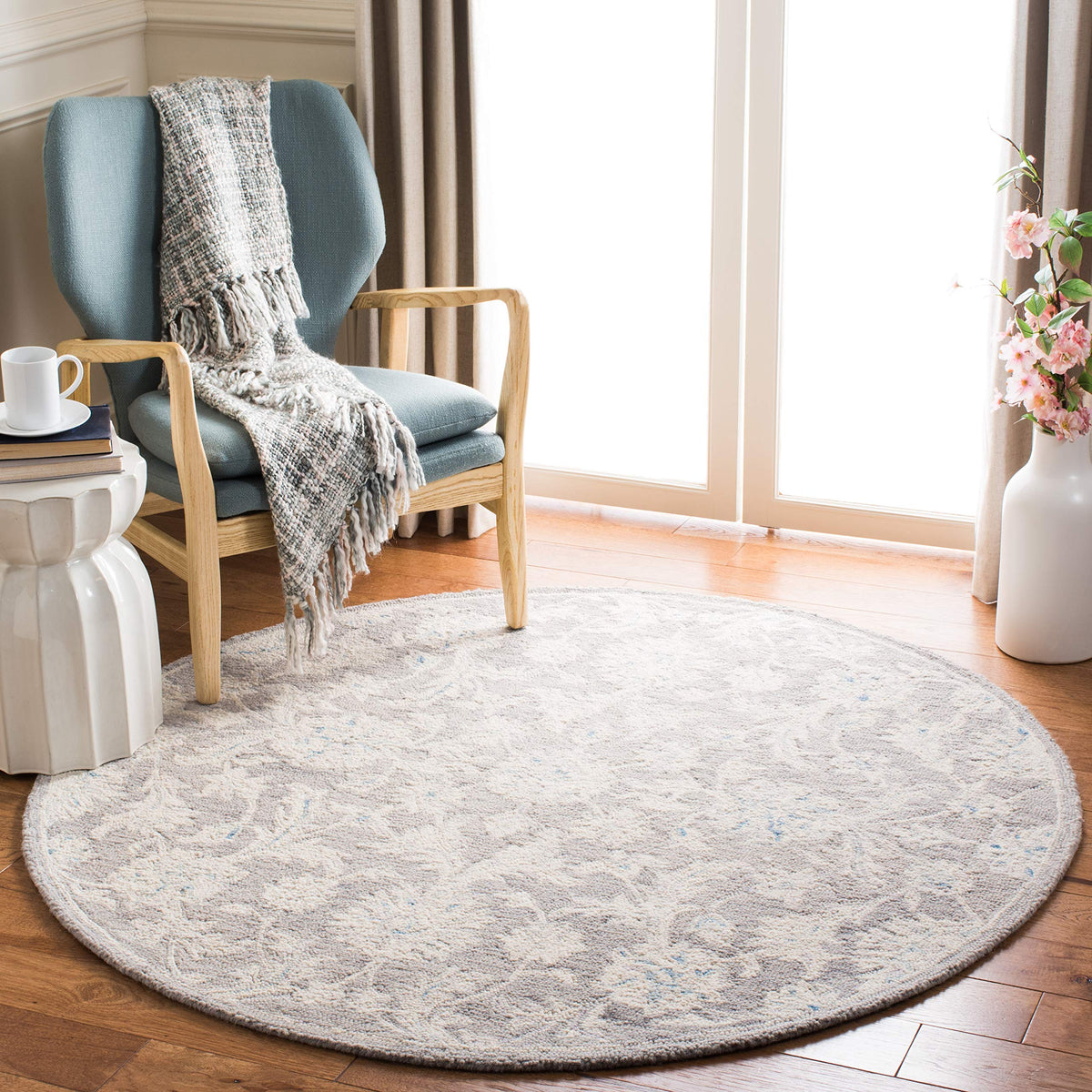 SAFAVIEH Micro-Loop Collection Accent Rug - 3' x 5', Grey & Ivory, Handmade Country Cottage Wool, Ideal for High Traffic Areas in Entryway, Living Room, Bedroom (MLP506F)