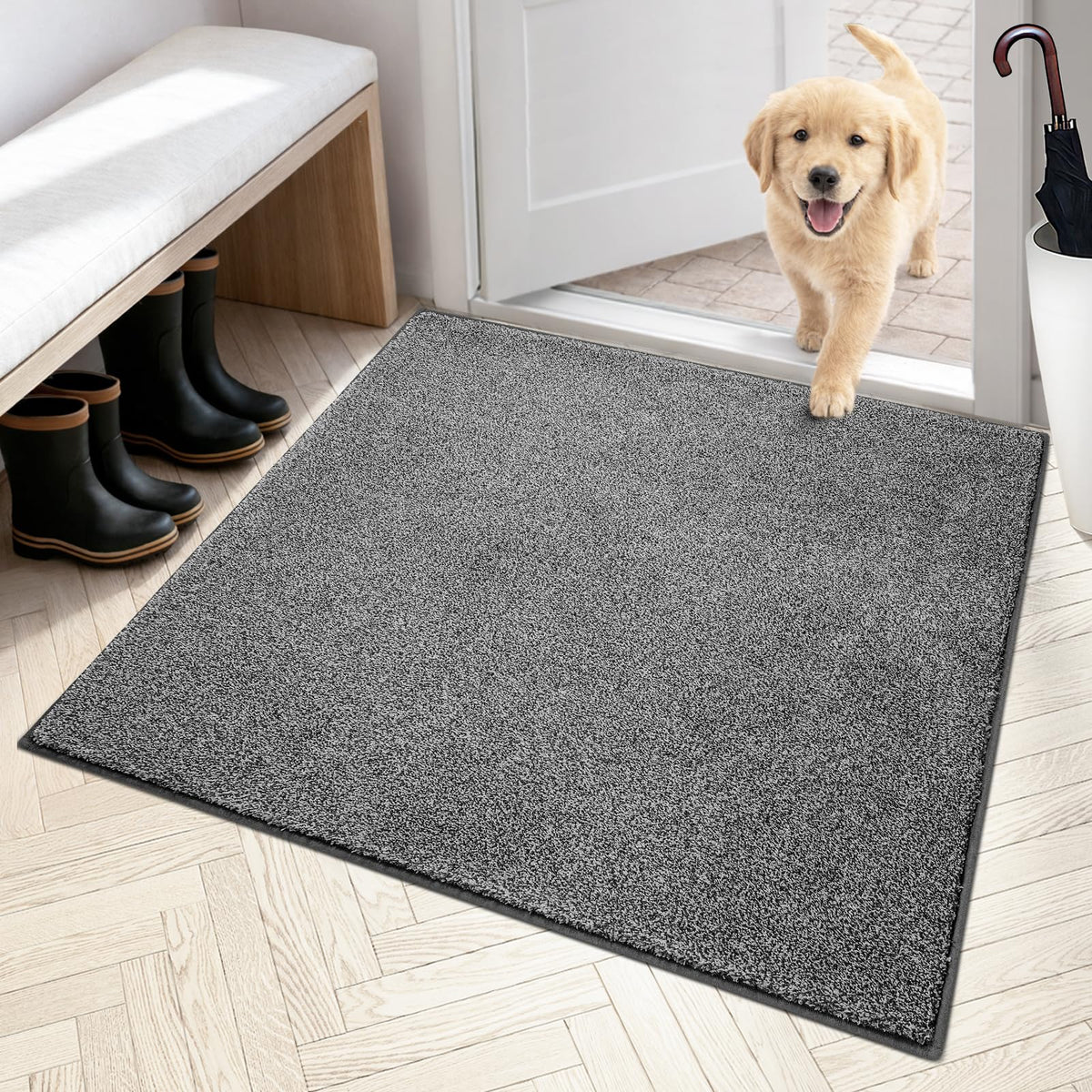 PURRUGS Dirt Trapping Indoor Door Mat, 34" x 59", Charcoal