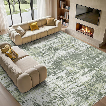 Tortania Washable 8x10 Area Rug for Living Room: Modern Abstract Neutral Large Soft Thin Rugs - Non Slip Indoor Carpet for Bedroom Dining Room Office Nursery Home Floor Decoration - Smoky Gray