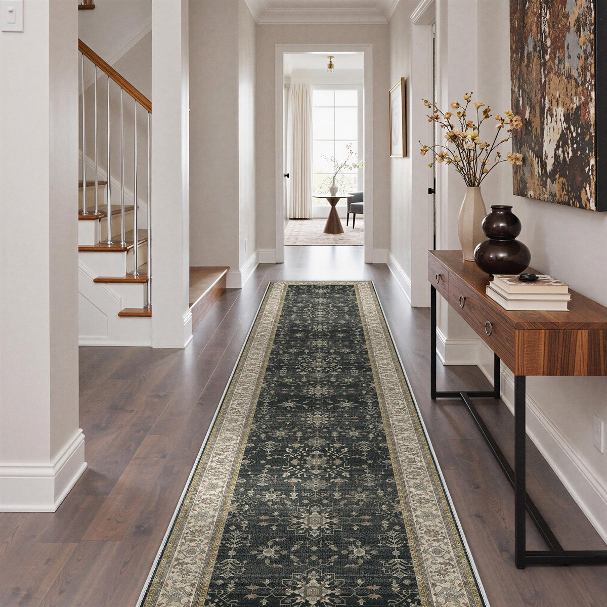 GENIMO Beige Rug 6x9 Washable Area Rugs for Living Room, Soft High Low Pile