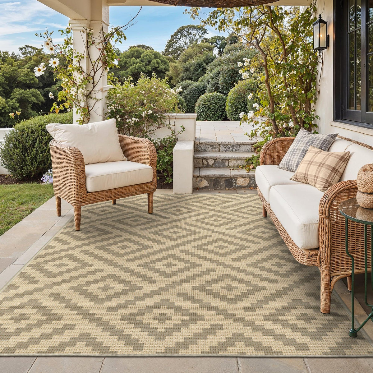 GENIMO Outdoor Rug, Waterproof Plastic Rugs for Patio, 5'x8' Cloud Grey