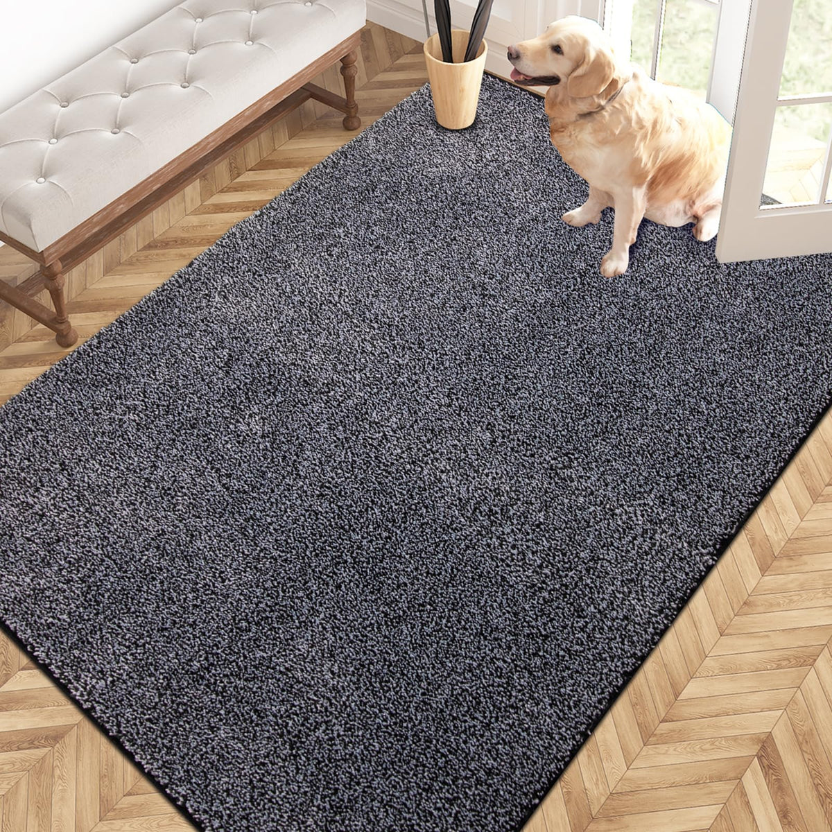 PURRUGS Dirt Trapping Indoor Door Mat, 34" x 59", Charcoal