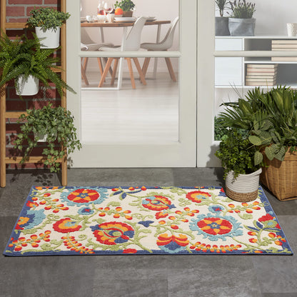Nourison Home Aloha Natural Blue 2'3" x 10' Area Rug - Easy Clean, Non Shedding, Bed Room, Living Room, Dining Room, Kitchen (10' Runner)