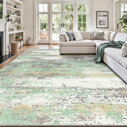 8x10 Rugs for Living Room - Modern Abstract Low Pile Washable Rug, Ultra Soft Non Slip Large Rugs, Floor Carpet for Bedroom Dining Room Office Laundry Nursery Home(Brown)