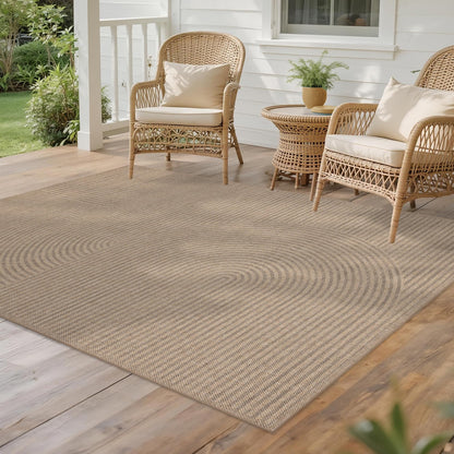 Easy Jute Rug for Pet Homes: 4x6 Outdoor Rug - Geometric Arch Pattern