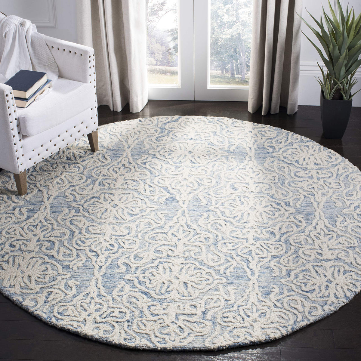 SAFAVIEH Blossom Collection Area Rug - 9' x 12', Beige & Ivory, Handmade Wool, Ideal for High Traffic Areas in Living Room, Bedroom (BLM112B)
