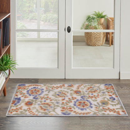 Nourison Home Aloha Natural Blue 2'3" x 10' Area Rug - Easy Clean, Non Shedding, Bed Room, Living Room, Dining Room, Kitchen (10' Runner)