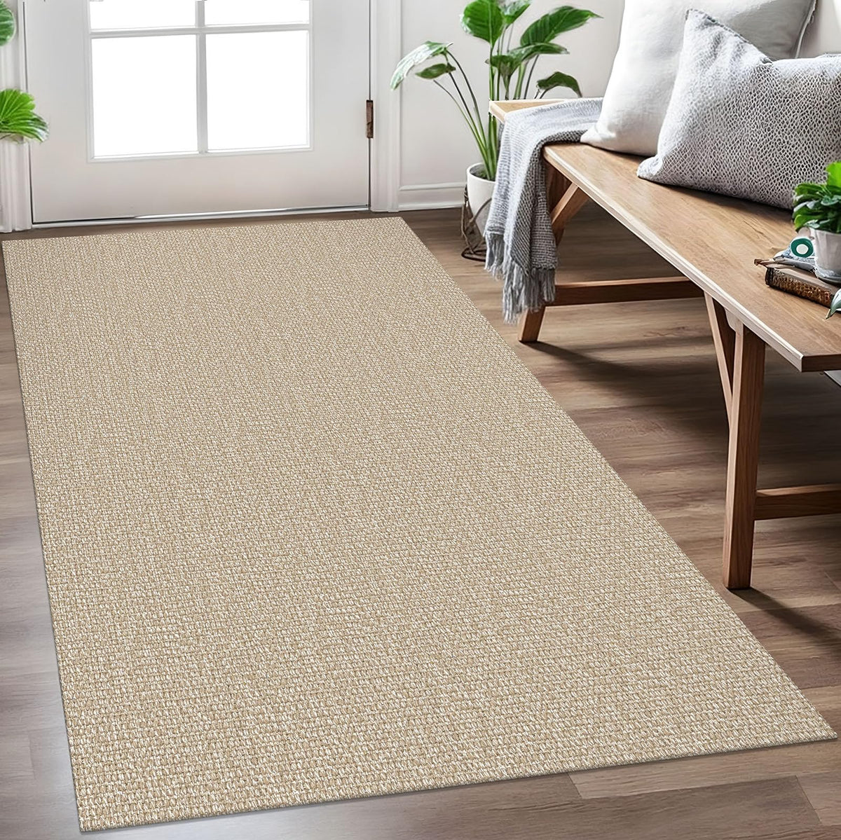 EARTHALL Washable Area Rug, Non Slip Entryway Rug, 4x6 Ft, Sand/Beige