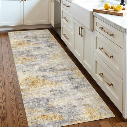 2'6"x8 Runner Rug Washable Moroccan: Non Slip Kitchen Long Floor Mat Gray