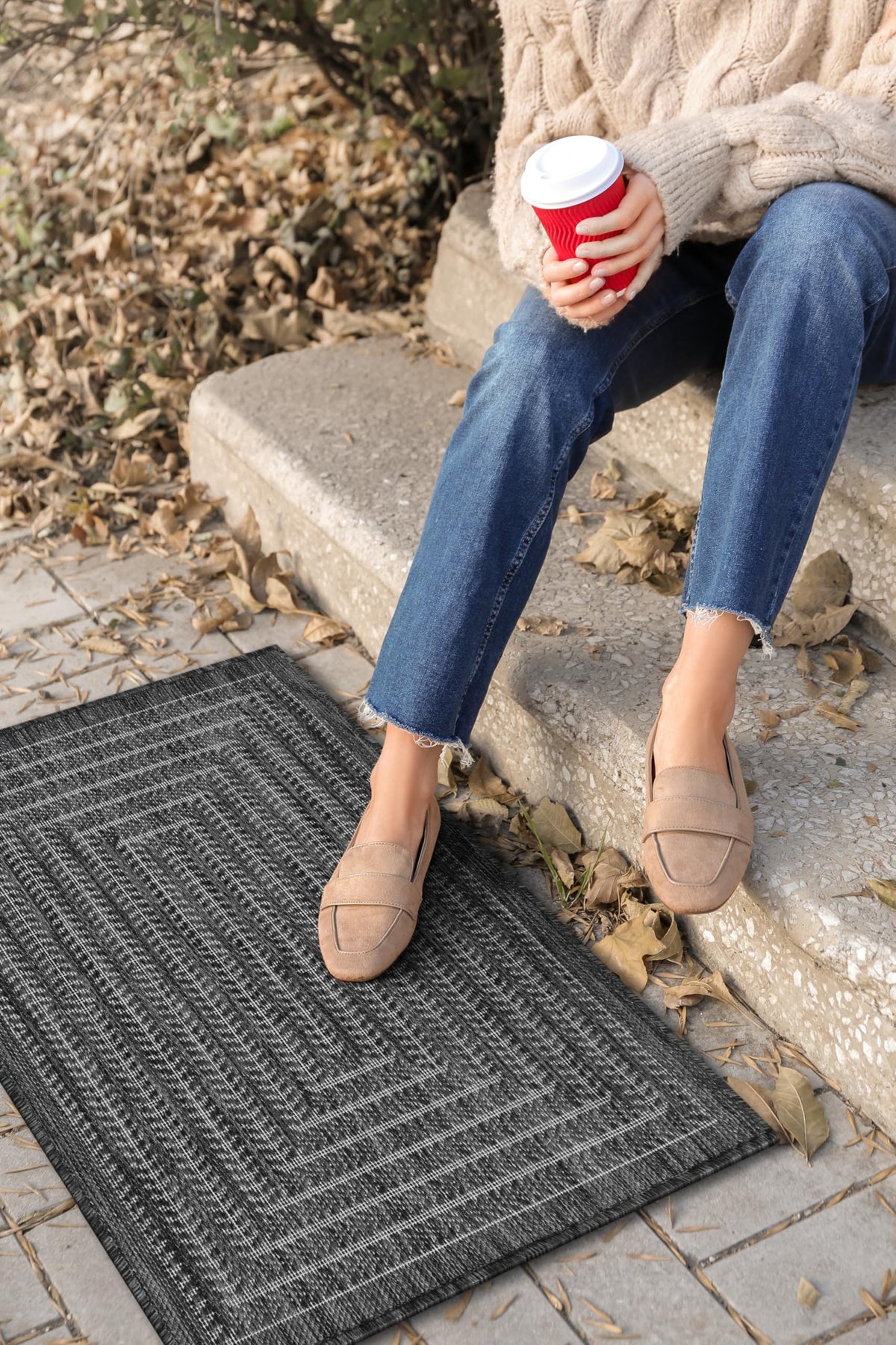 Adiva Rugs Outdoor Indoor Area Rug, Weather Resistant, Easy to Clean, Stain Resistant Floor Mat for Dining Room, Backyard, Deck, Patio (Wooden, 9' x 12')