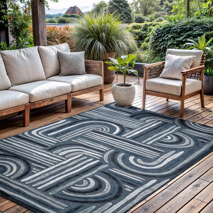 CAMILSON Indoor Outdoor Rug, Multi 5x7 Leaf Tropical Botanical Area Rugs for Indoor and Outdoor patios, Easy-Cleaning Non-Shedding Living Room, Garden and Kitchen Washable Outside Carpet (5 x 7)