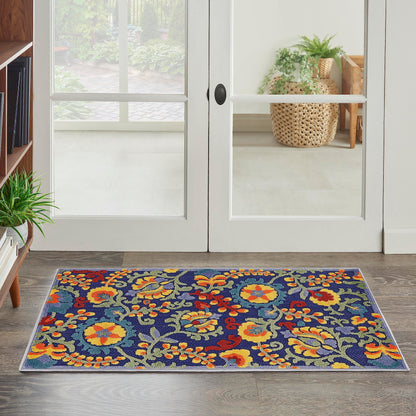 Nourison Home Aloha Natural Blue 2'3" x 10' Area Rug - Easy Clean, Non Shedding, Bed Room, Living Room, Dining Room, Kitchen (10' Runner)