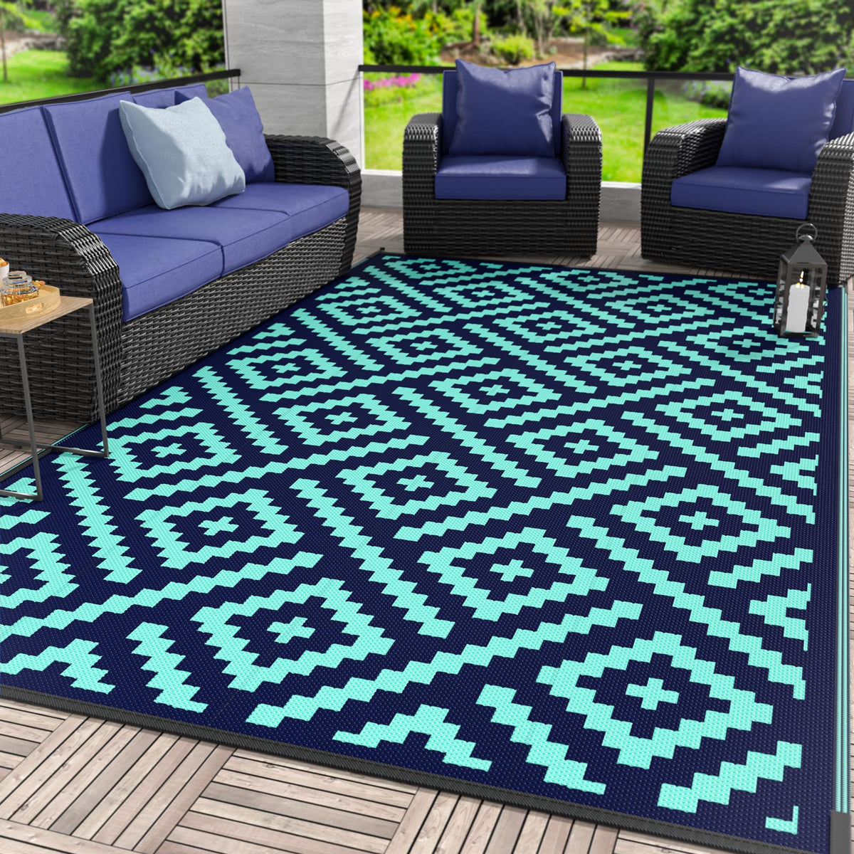GENIMO Outdoor Rug, Waterproof Plastic Rugs for Patio, 5'x8' Cloud Grey