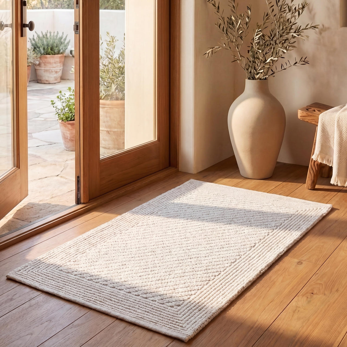 SAFAVIEH Natura Collection Area Rug - 5' x 8', Ivory, Handmade Wool, Ideal for High Traffic Areas in Living Room, Bedroom (NAT450A)