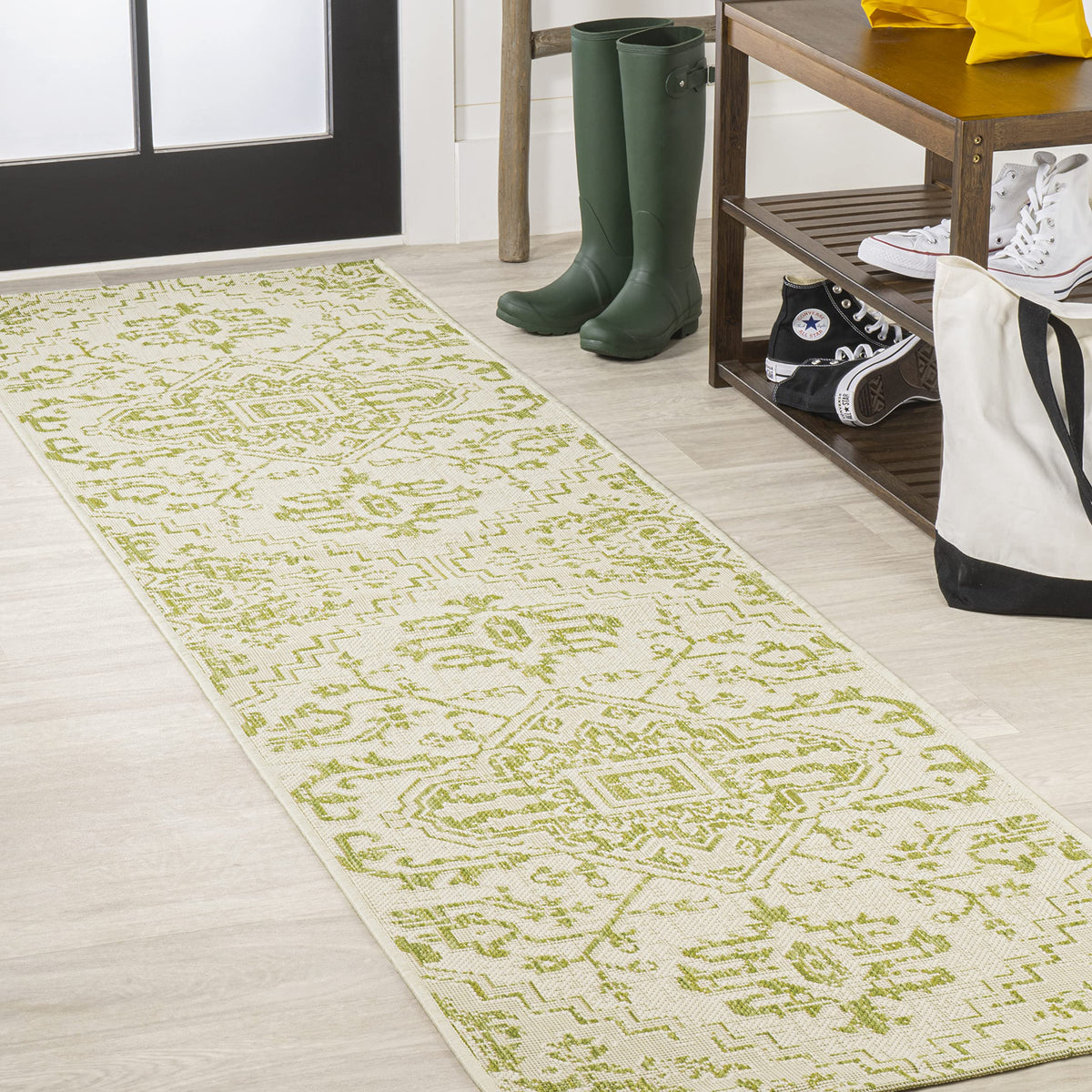 JONATHAN Y Boho Medallion Indoor Outdoor Area Rug 8X10 Black/Gray, Estrella Textured Weave for Backyard, Patio, Porch, Easy-Cleaning, High Traffic, Pet-Friendly, Non-Shedding (SMB105D-8)