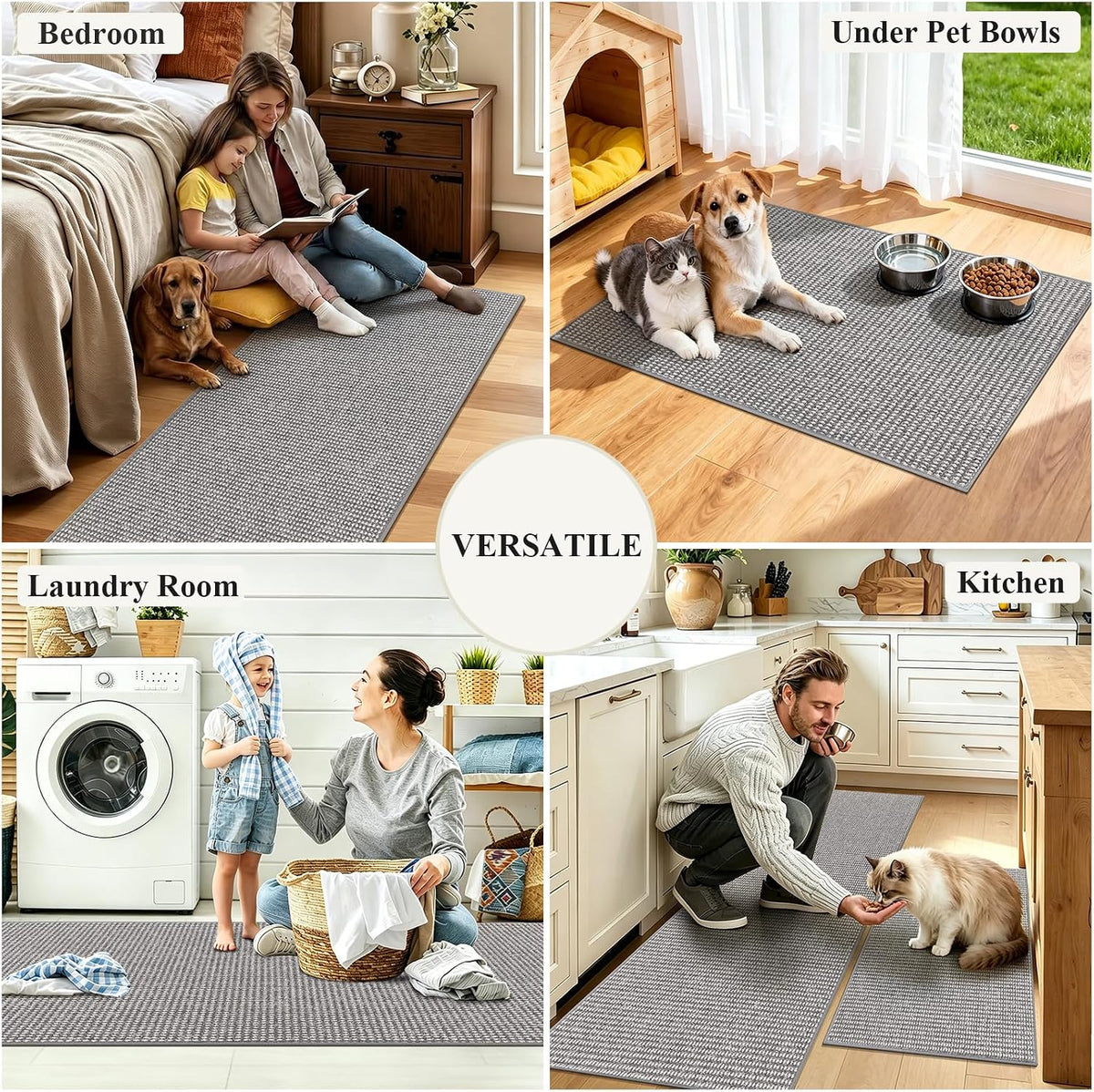 HEBE Kitchen Rugs Set of 2, Non Slip Washable Kitchen Mats for Floor
