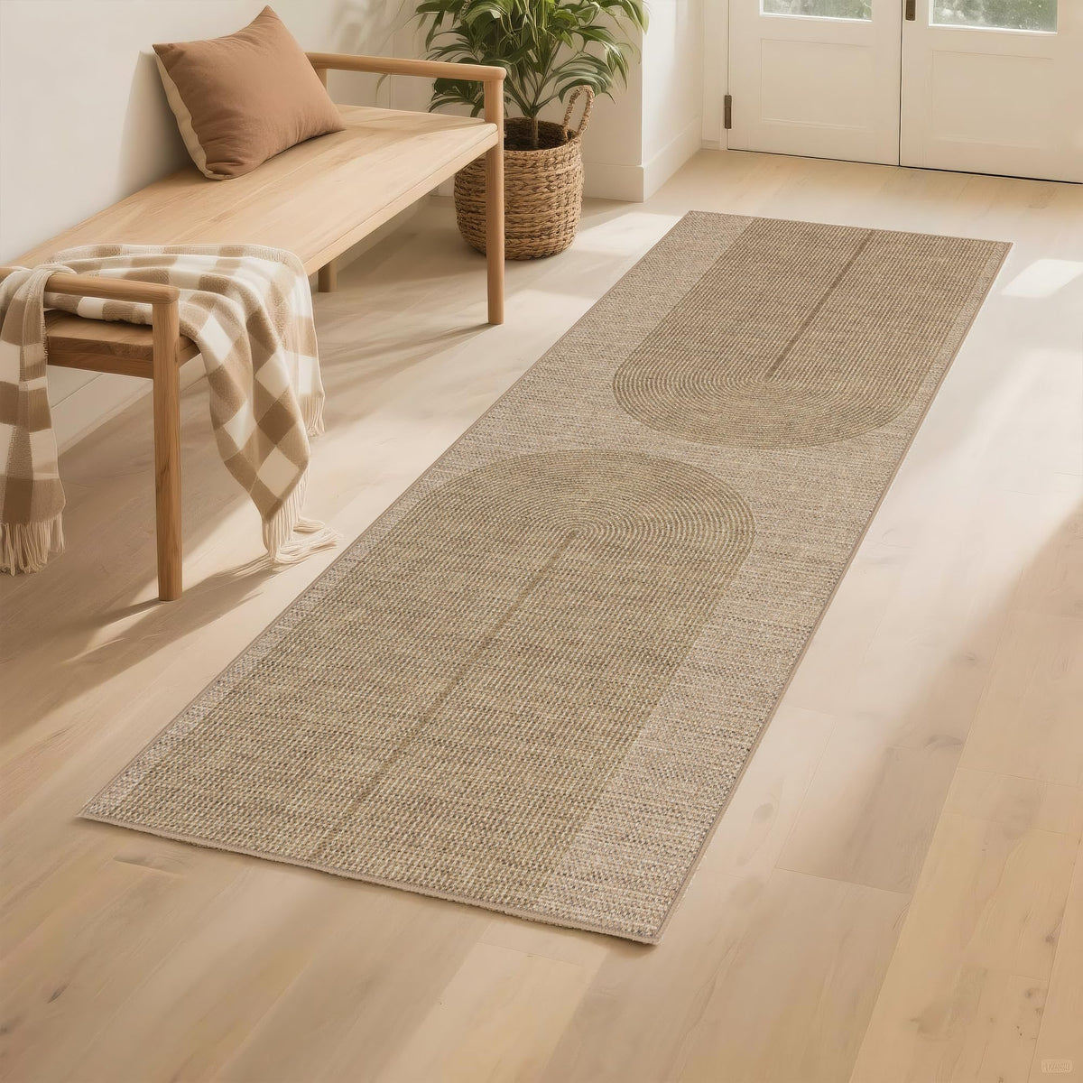 Easy Jute Rug for Pet Homes: 4x6 Outdoor Rug - Geometric Arch Pattern