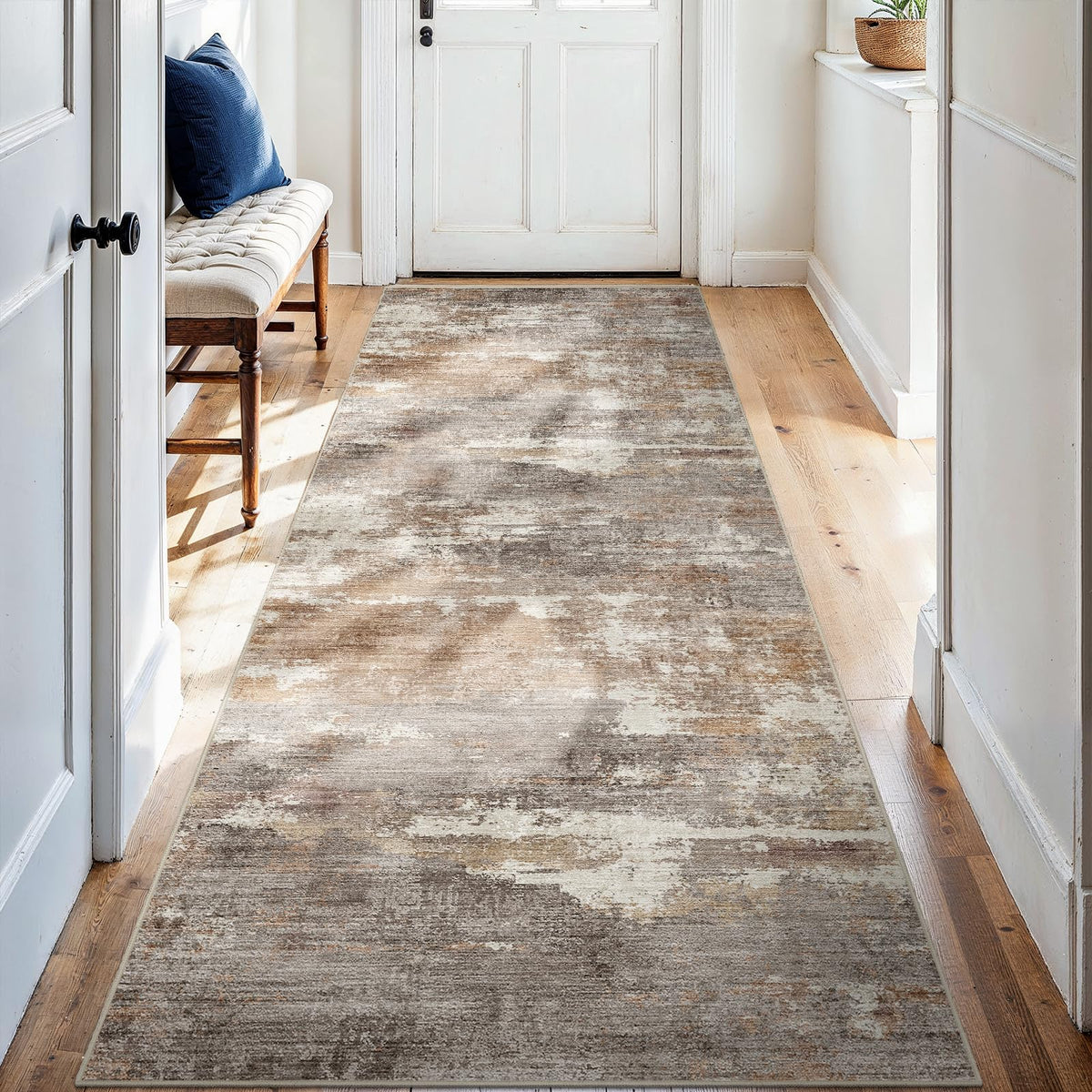 2'6"x8 Runner Rug Washable Moroccan: Non Slip Kitchen Long Floor Mat Gray