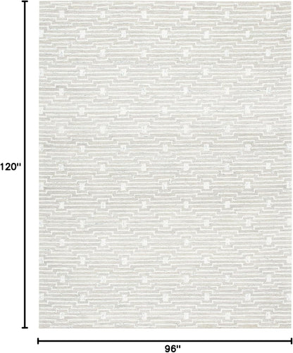 SAFAVIEH Area Rug 8x10 - Micro-Loop Collection - Large - Light Grey & Ivory, Handmade Wool, Ideal for Living Room, Bedroom, Office, Dining Space (MLP178F)