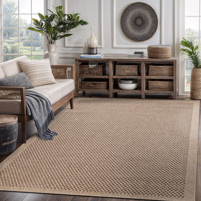 CAMILSON Easy Jute Rug 10x14, Indoor Outdoor Natural Color Fiber Area Rugs for Living Room Patio and Kitchen Rug, Sisal Boho Woven Design, Easy-Cleaning, Washable Outside Carpet Alfombras (10 x 14)