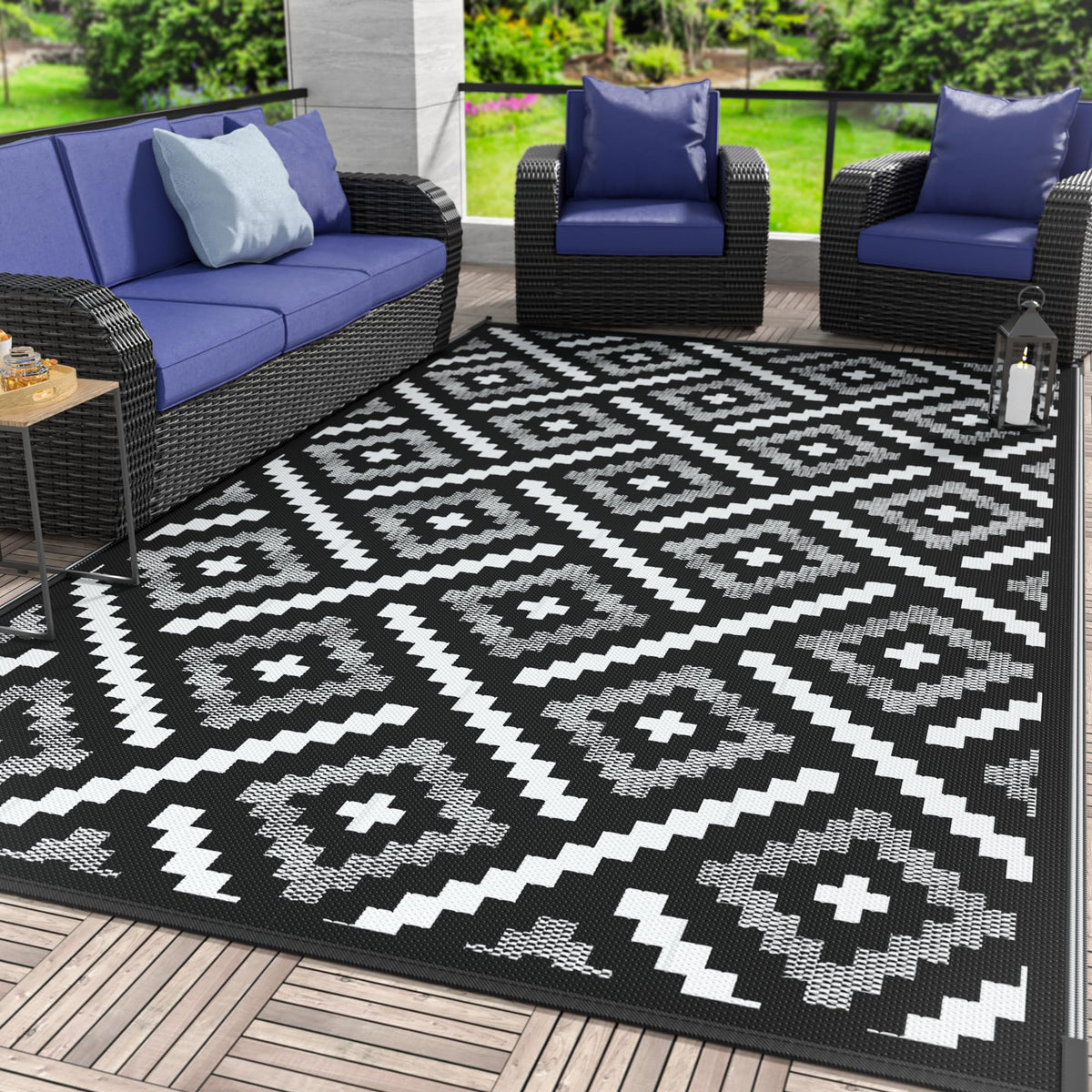 GENIMO Outdoor Rug, Waterproof Plastic Rugs for Patio, 5'x8' Cloud Grey