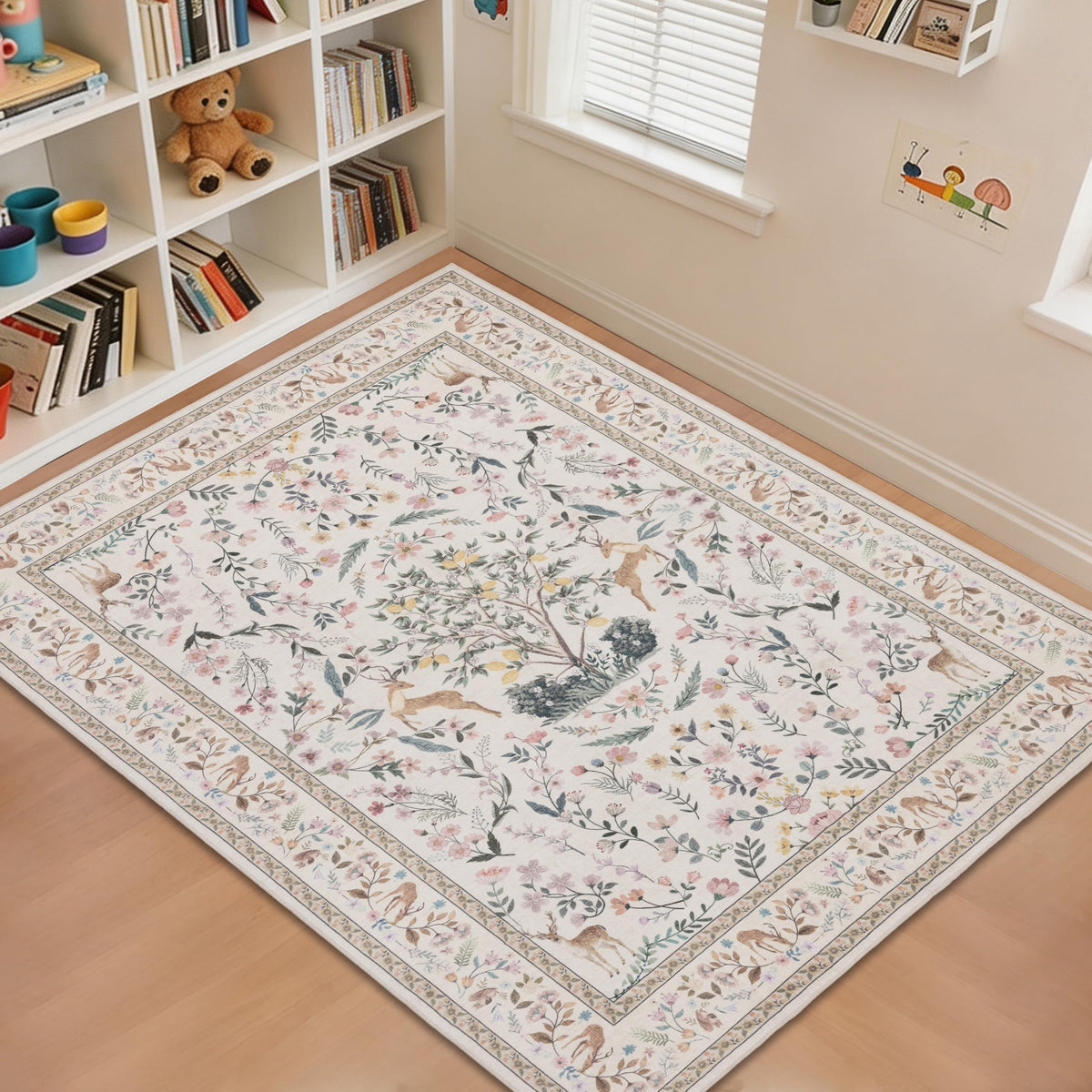 RCTJHOME 9x12 Brown Vintage Oriental Washable Area Rug Non-Slip Soft Carpet