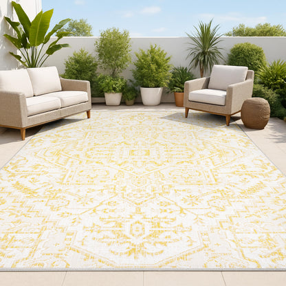 JONATHAN Y Boho Medallion Indoor Outdoor Area Rug 8X10 Black/Gray, Estrella Textured Weave for Backyard, Patio, Porch, Easy-Cleaning, High Traffic, Pet-Friendly, Non-Shedding (SMB105D-8)
