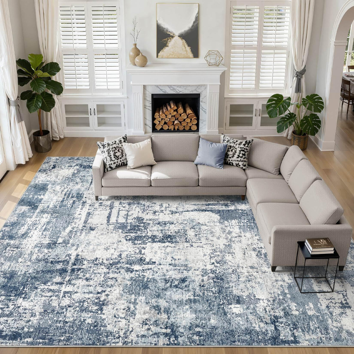 LOONGRUG 10x14 Area Rugs Washable Large Neutral Modern Living Room Rug