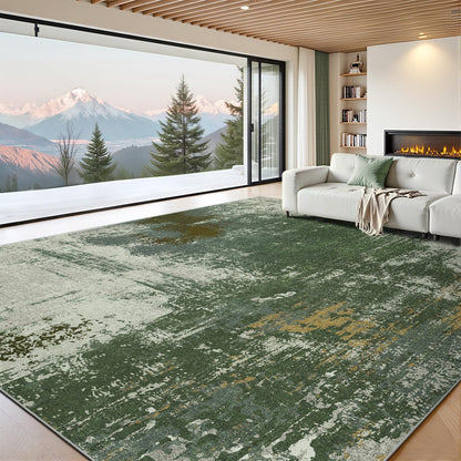 8x10 Rugs for Living Room - Modern Abstract Low Pile Washable Rug, Ultra Soft Non Slip Large Rugs, Floor Carpet for Bedroom Dining Room Office Laundry Nursery Home(Brown)