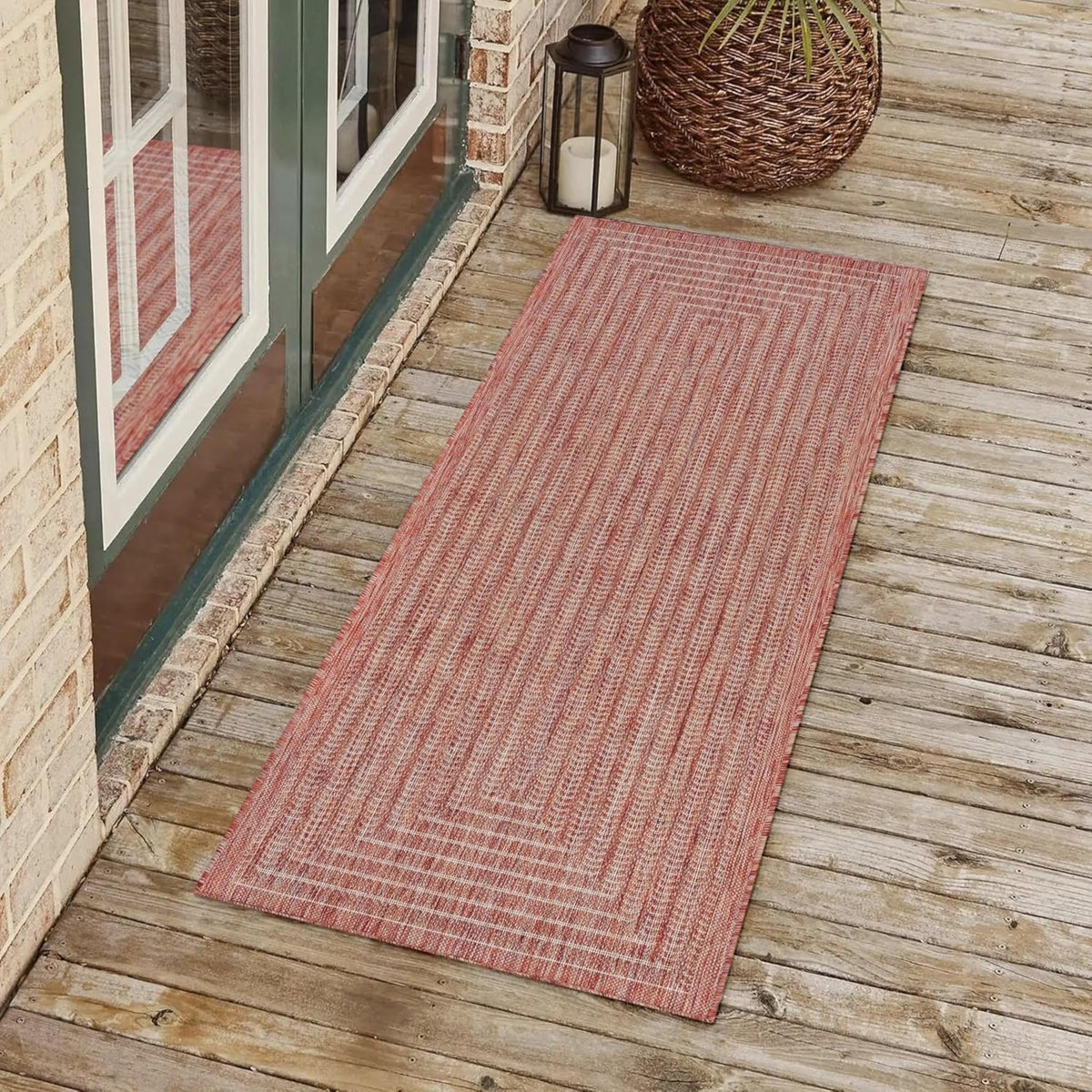 Adiva Rugs Outdoor Indoor Area Rug, Weather Resistant, Easy to Clean, Stain Resistant Floor Mat for Dining Room, Backyard, Deck, Patio (Wooden, 9' x 12')