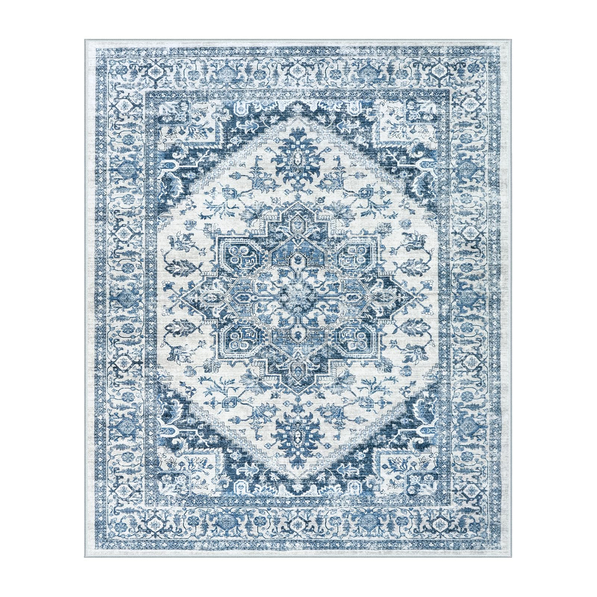 LIVEBOX Sage Washable Vintage Area Rug 3x5 Non-Slip