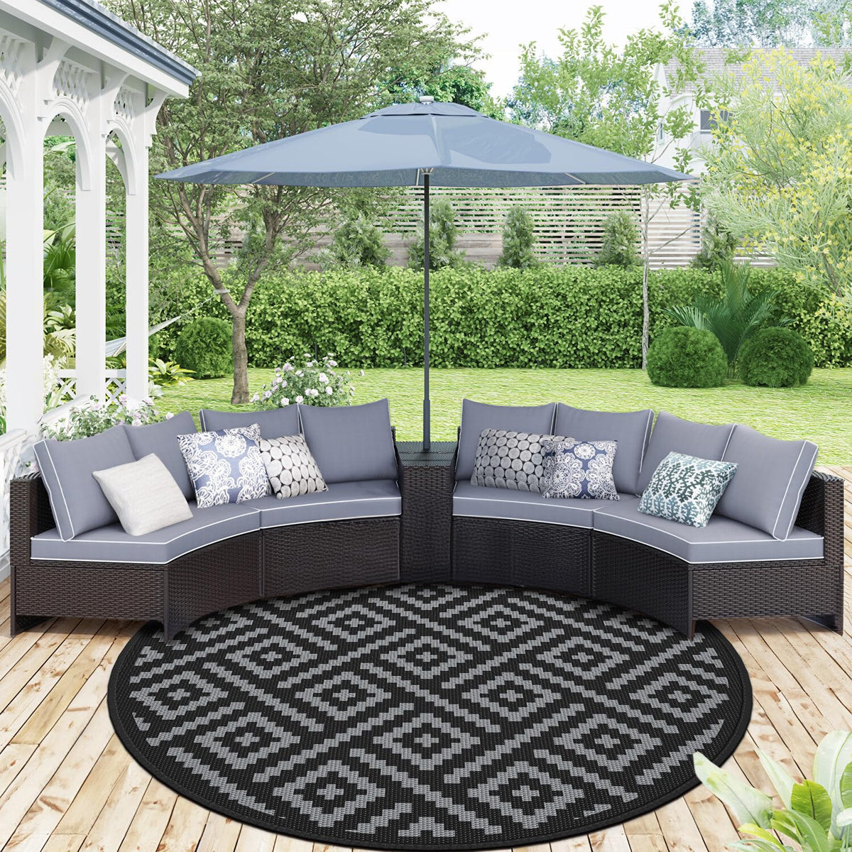 GENIMO Outdoor Rug, Waterproof Plastic Rugs for Patio, 5'x8' Cloud Grey
