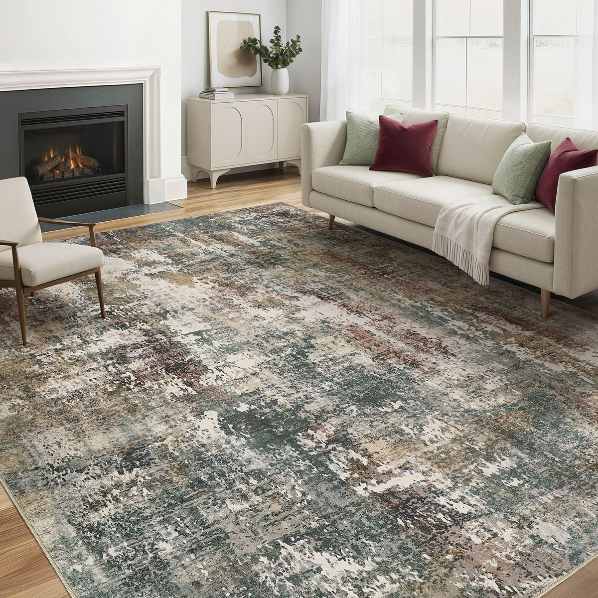 LOONGRUG 10x14 Area Rugs Washable Large Neutral Modern Living Room Rug