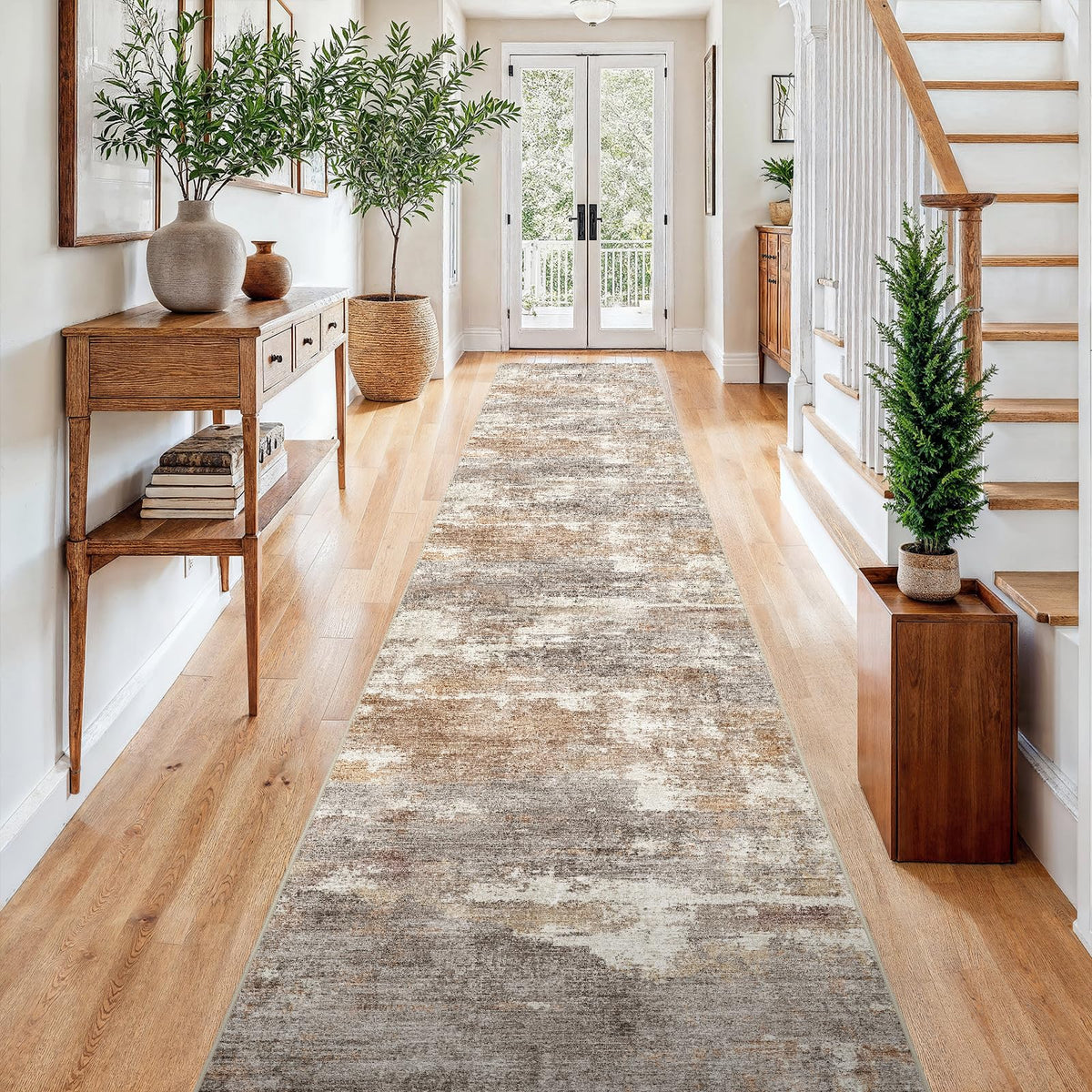 2'6"x8 Runner Rug Washable Moroccan: Non Slip Kitchen Long Floor Mat Gray