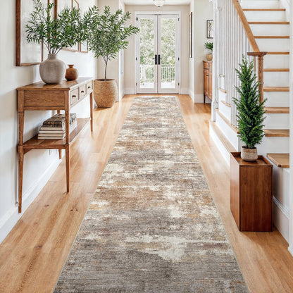 2'6"x8 Runner Rug Washable Moroccan: Non Slip Kitchen Long Floor Mat Gray