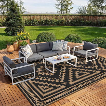 GENIMO Outdoor Rug, Waterproof Plastic Rugs for Patio, 5'x8' Cloud Grey