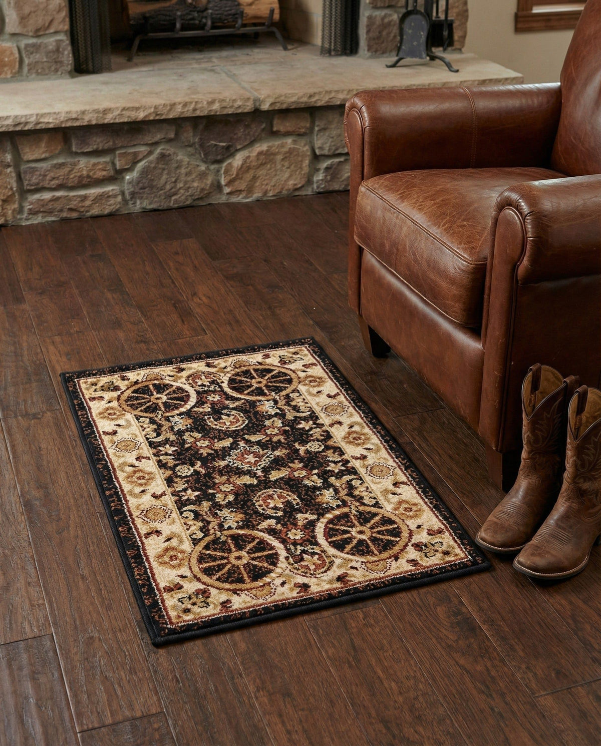 Rugs.com - Pioneer Rug – 5 Ft Square Ivory Easy-Clean Rug – Rustic Decor for Living Rooms, Bedrooms, and Entryways