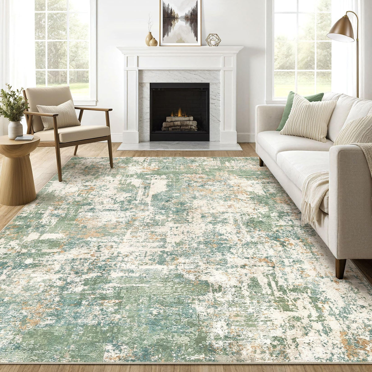 LOONGRUG 10x14 Area Rugs Washable Large Neutral Modern Living Room Rug