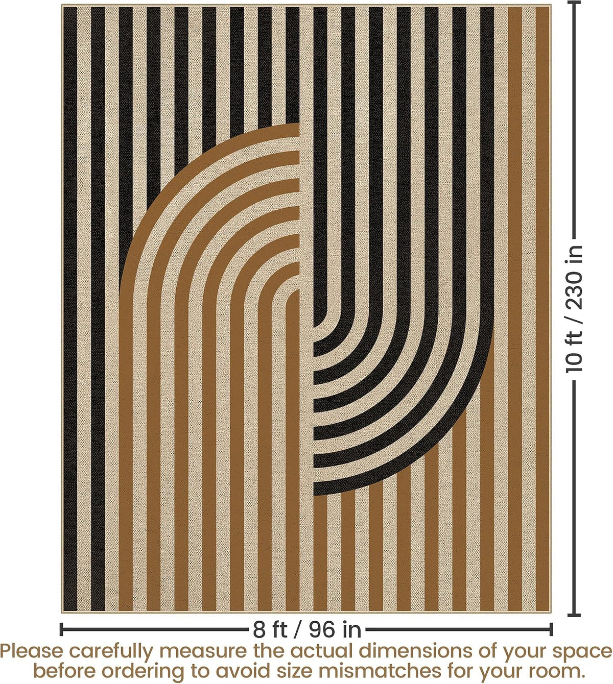 Washable 8x10 Modern Rainbow Easy Jute Indoor Outdoor Rug for Living Room