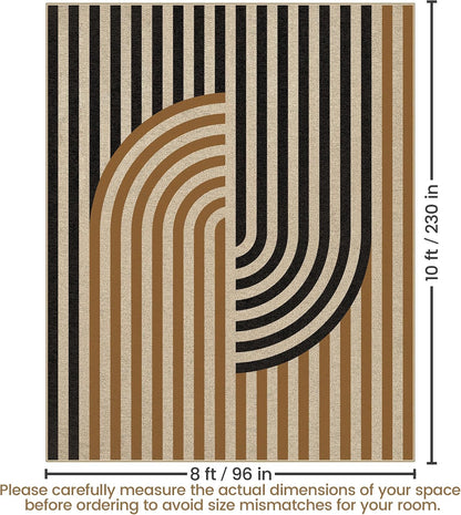 Washable 8x10 Modern Rainbow Easy Jute Indoor Outdoor Rug for Living Room